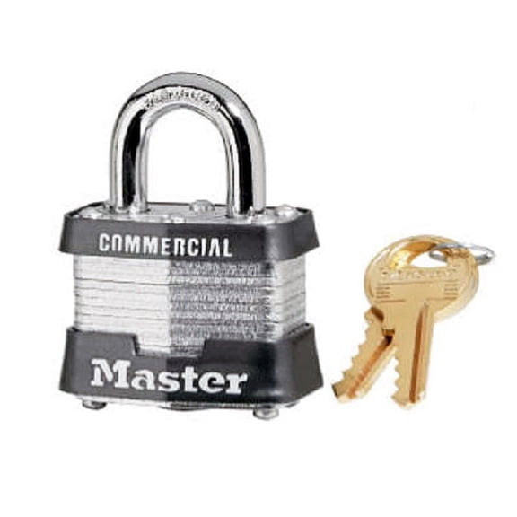 Master Lock 3KA-3210 1-1/2 Inch Commercial Keyed Alike Laminated Keyed Padlock - Quantity of 4