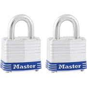Master Lock Keyed Alike Padlock 3T - Hardened Steel, 2 Pack, 1-9/16 In. Wide, Silver