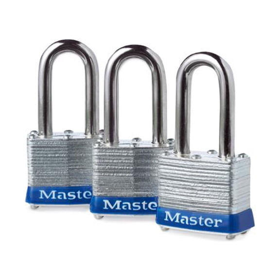 Master Lock 3TRILF Laminated Keyed-Alike Padlocks, 1-9/16 In. Long-Shackle, 3-Pk. - Quantity 4