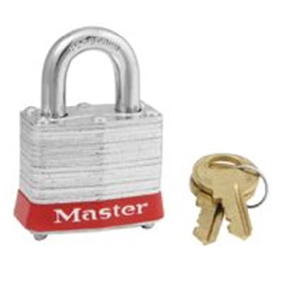 Master Lock 4 Pin Tumbler Padlock with Red Bumper