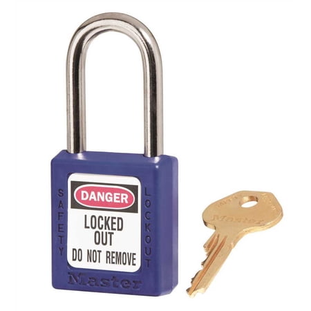Master Lock Thermoplastic Safety Padlock, 1-1/2 in 38mm Wide with 1-1/2 in 38mm Shackle 410BLU