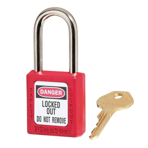 Master Lock 410KARED Lockout Tagout Safety Padlock with Key, Keyed-Alike