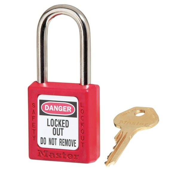 Master Lock 410Red 1-1/2" Red Thermoplastic Safety Padlock, With 1-1/2" Shackle