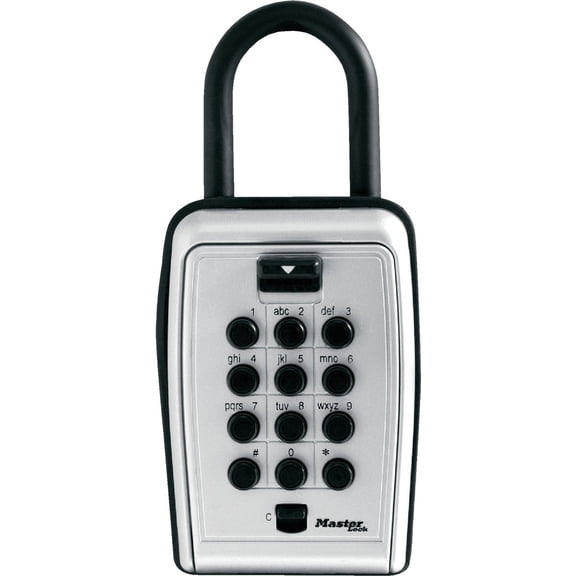 Master Lock Portable Push Button Lock Box 5422D - Combination Lock, Durable - Black Home & Garage Storage, Stackable Design