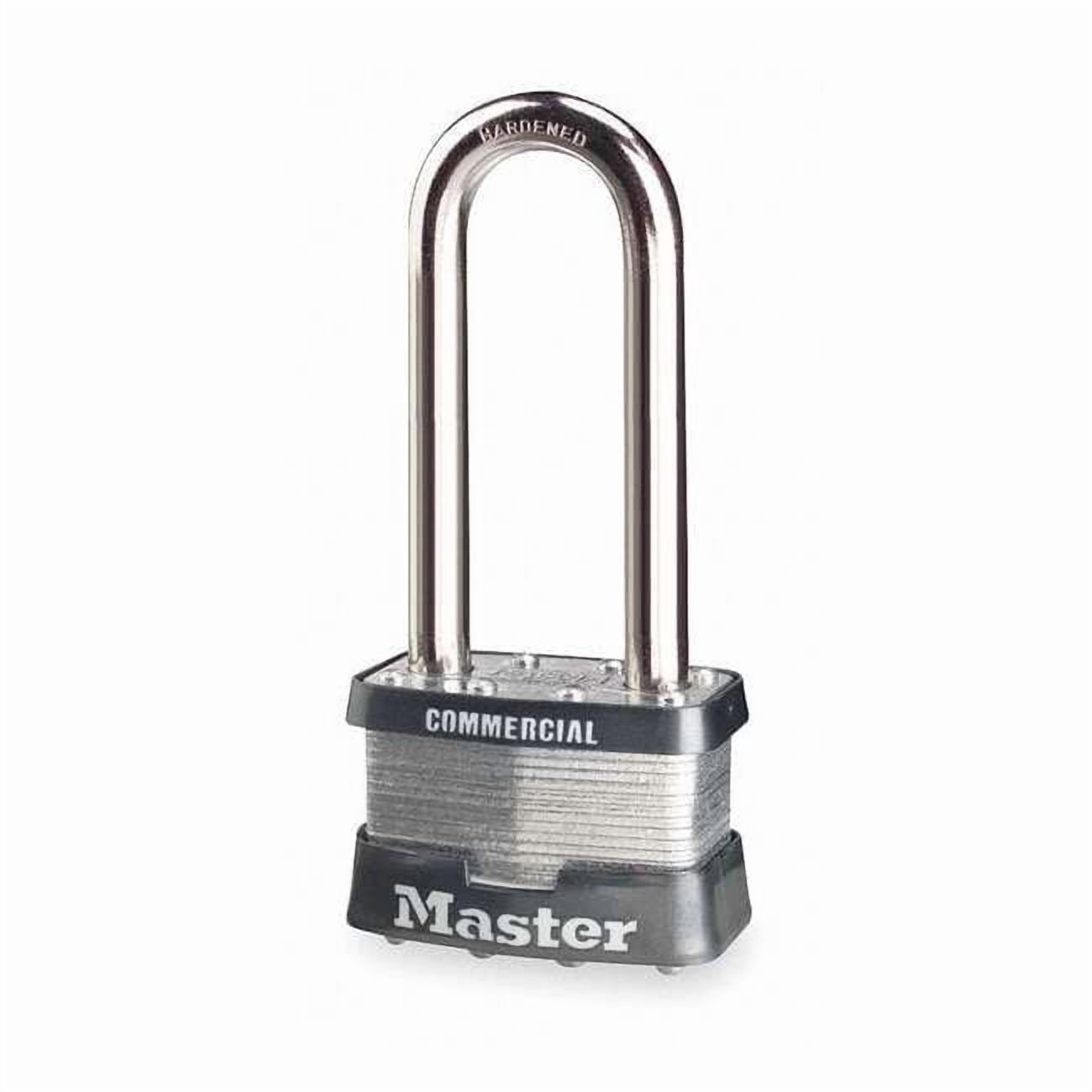 Master Lock 5LJ Padlock: Lam. Steel, Keyed Different, 2" Wide 3/8" Shackle Diam