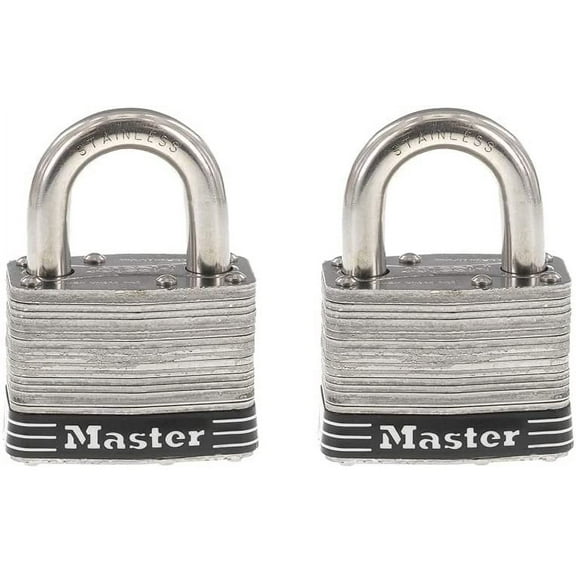Master Lock 5SST Stainless Steel Outdoor Padlock with Key, 2 Pack Keyed-Alike