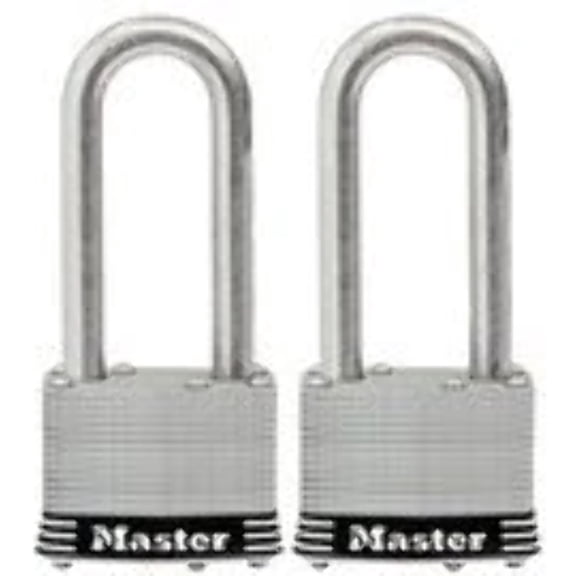 Master Lock 5SSTLJ Stainless Steel Outdoor Padlock with Key, 2 Pack Keyed-Alike, Silver
