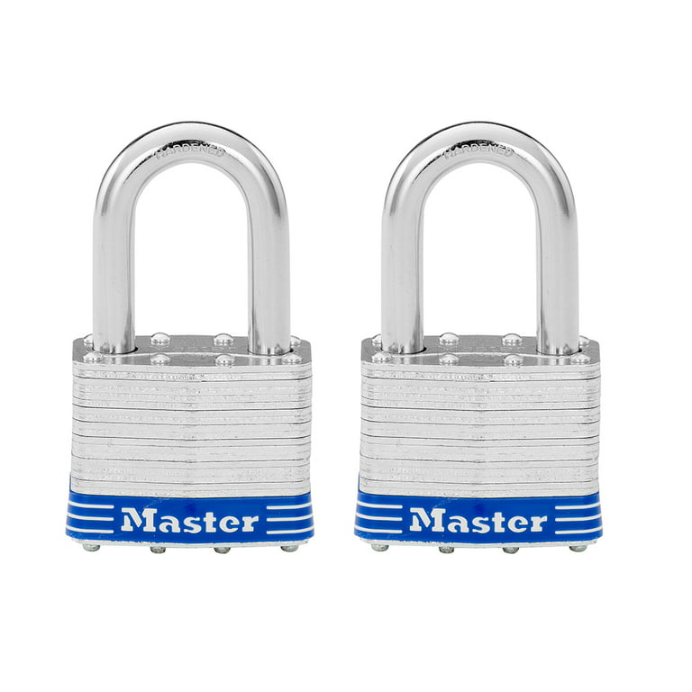 Master Lock Outdoor Keyed Padlock, 2-in Wide x 1-in Shackle Keyed Alike  (2-Pack) in the Padlocks department at