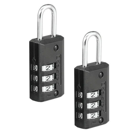 Master Lock 3 Dial Resettable Combination Padlocks, Solid Metal Body, 2 pack