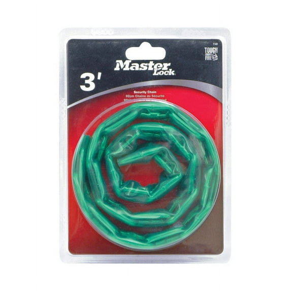 Master Lock 73D 3-Feet Hardened Steel Chain, Green Sleeve