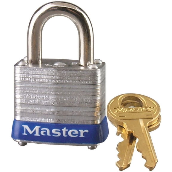 Master Lock Laminated Padlock 7D - Durable Outdoor Key Lock - 1 Padlock, Silver, 2 Keys