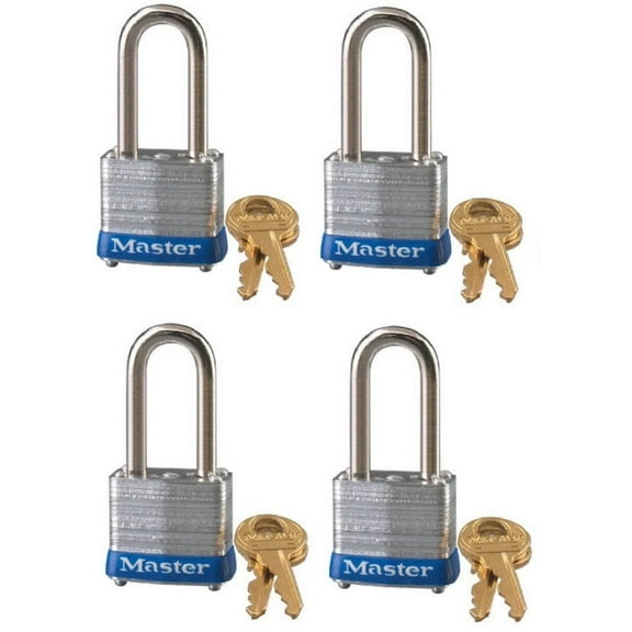 Master Lock 7KALF-P812 1-1/8 Inch Keyed Alike Laminated Padlock - Quantity of 4