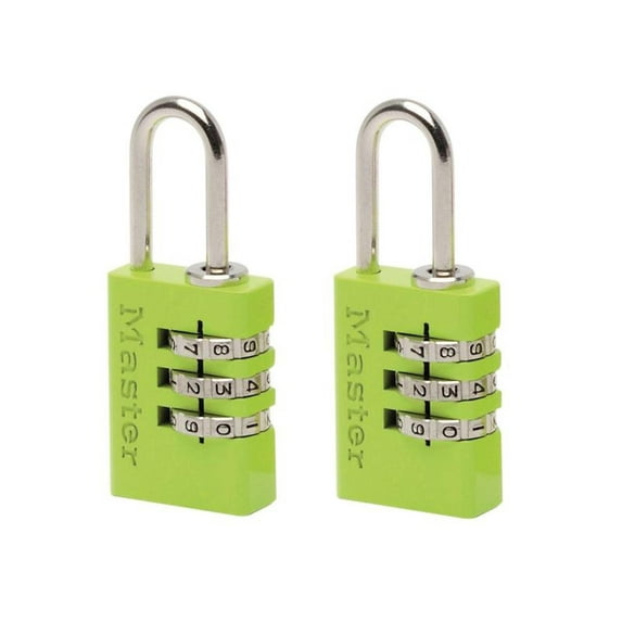 Master Lock - Aluminium 3-Digit Combination 20mm Padlock Colour x 2