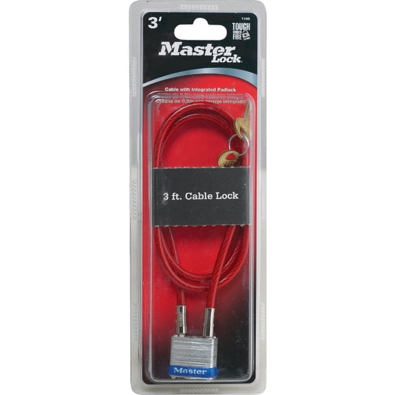 Master Lock Bicycle Cable Lock - Key Lock, Alloy Steel, Laminated, Model 719D