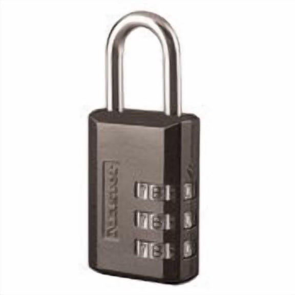Master Lock Black Combination Padlock, Indoor Gym Locker Lock with Customizable 3-Digit Code for Luggage, Backpacks, Cabinets, 647D, (Pack of 4)