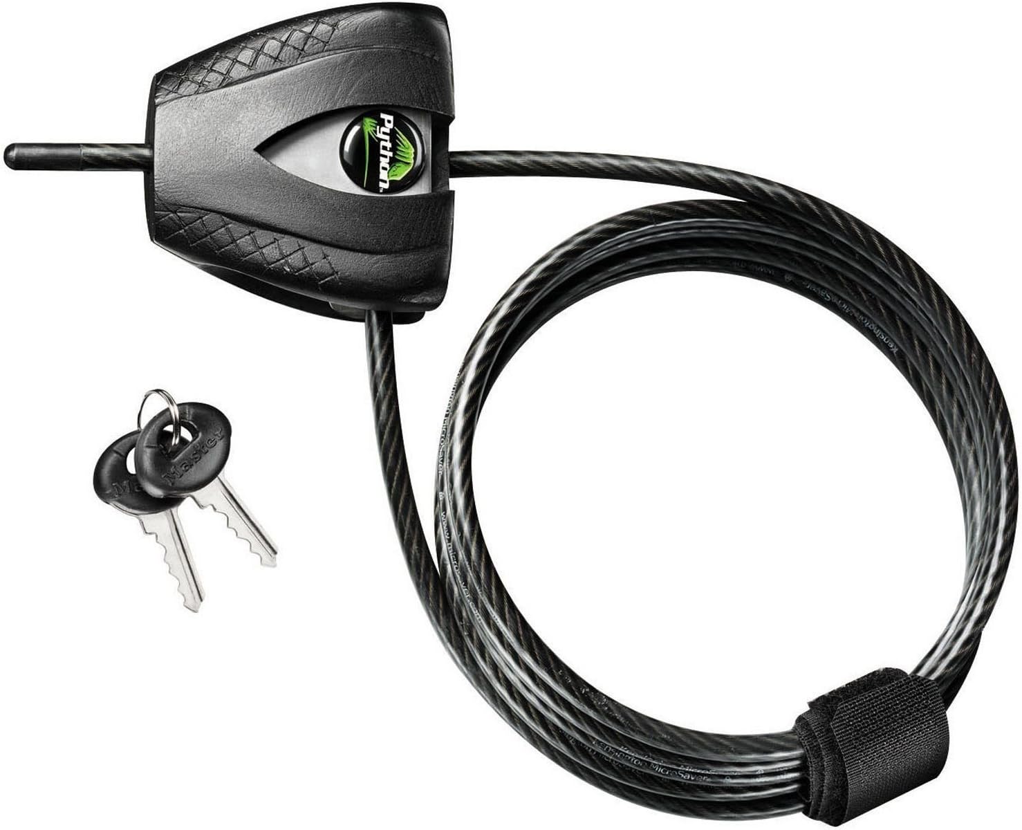Master Lock Black Python Bike Lock with Key, Adjustable Metal Cable