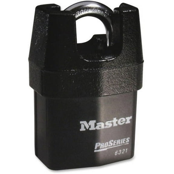 Master Lock Boron Shackle Pro Series Padlock Keyed Different - 0.31" Shackle Diameter - Cut Resistant, Pry Resistant - Steel Body, Hardened Boron Alloy Shackle, Iron Shroud - Black - 1 Each