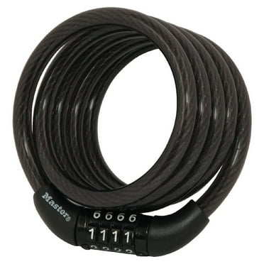 Master Lock Cable Lock 8143D Preset Combination, 4ft (1.2m) Long x 5/16in (8mm) Diameter Bike Lock, Black