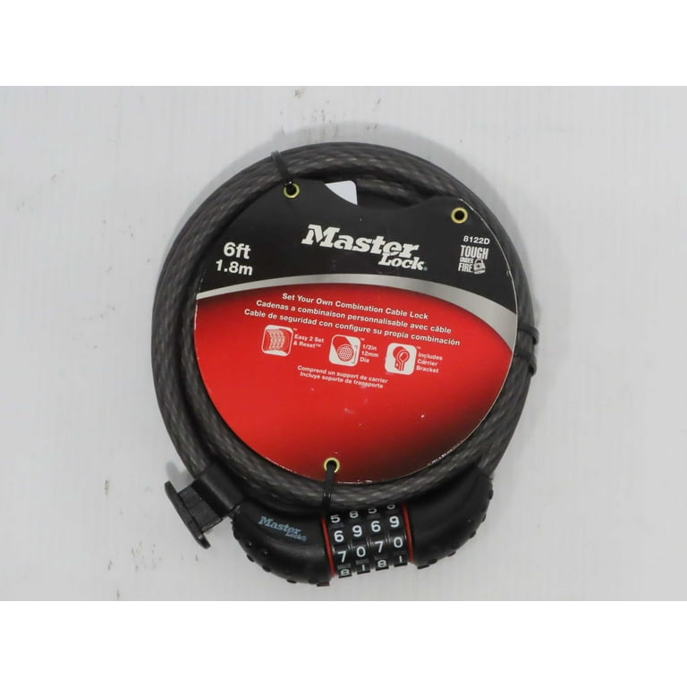 Master Lock Cable Lock Set Your Own Combination Bike Lock 6 ft. Long 8122D