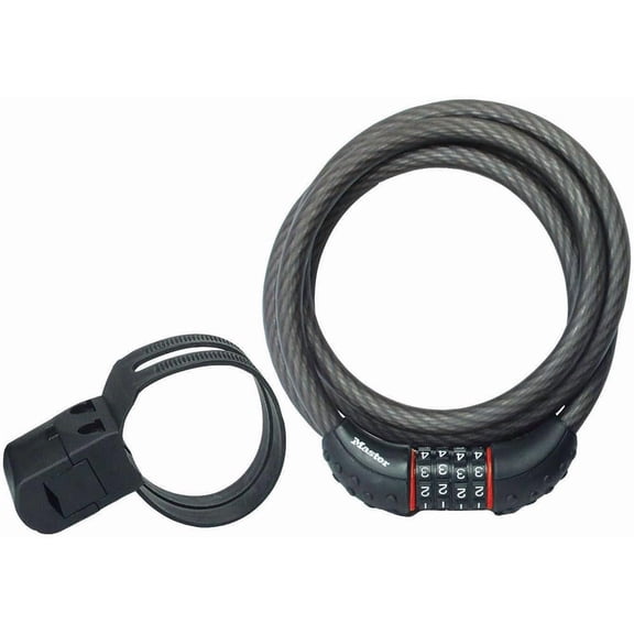 Master Lock Cable Lock, Set Your Own Combination Bike Lock, 6 ft. Long, Black, 8122D