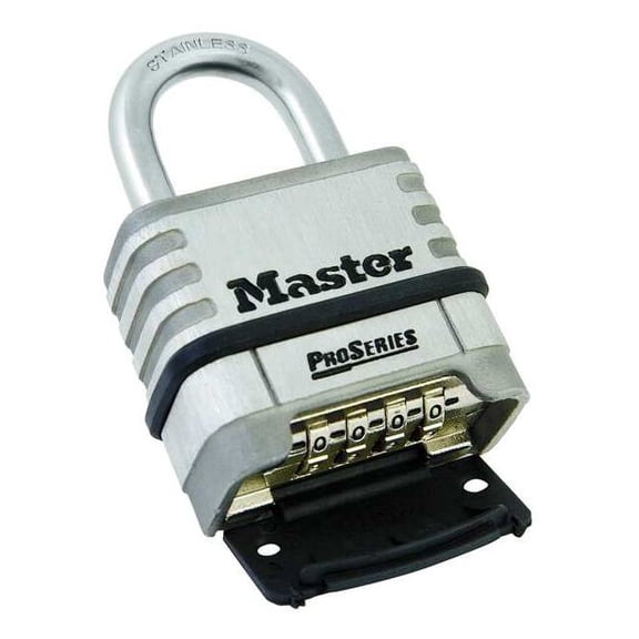 Master Lock Combination Padlock, Bottom, Black/Silver 1174