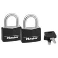 thumbnail image 1 of Master Lock 1-9/16 in Covered Aluminum Padlock with Key, 7/8 in Shackle, 2 Pack, 1 of 9