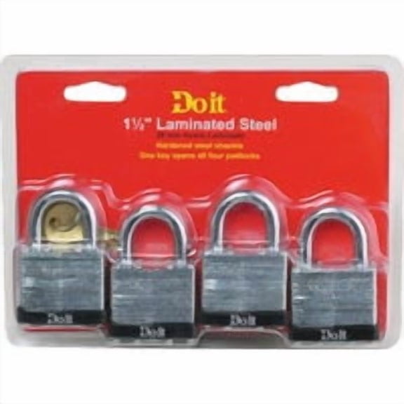 Master Lock Do it 1-1/2 In. W. Laminated Steel Keyed Padlock With 3/4 In. Shackle Clearance - Pack of 8 Everyday Supply Pack