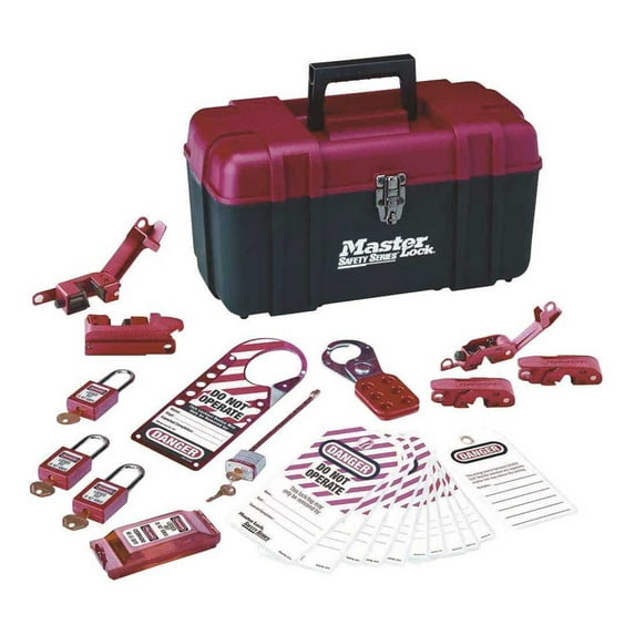 Master Lock 1457E410KA Portable Lockout Kit, 14-piece, Includes 4-Padlocks/Toolbox