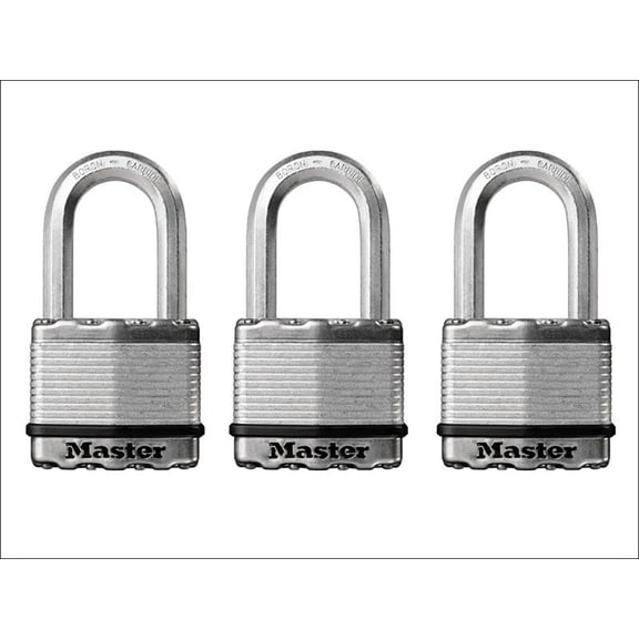 Master Lock - Excell Laminated Steel 50mm Padlock - 38mm Shackle - Keyed Alike x 3