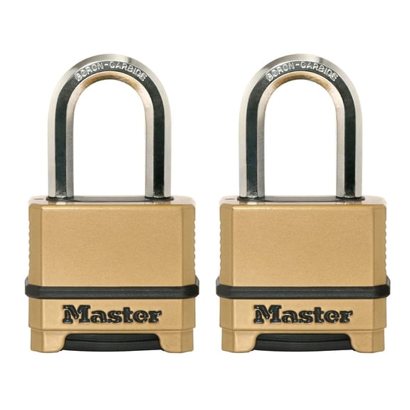 Master Lock Gold Combination Lock, Heavy Duty Weather Resistant Padlock, Resettable Combination Lock for Outdoor Use 1.2 x 2 x 3.87 inches, 2 Pack, M175LFEC2