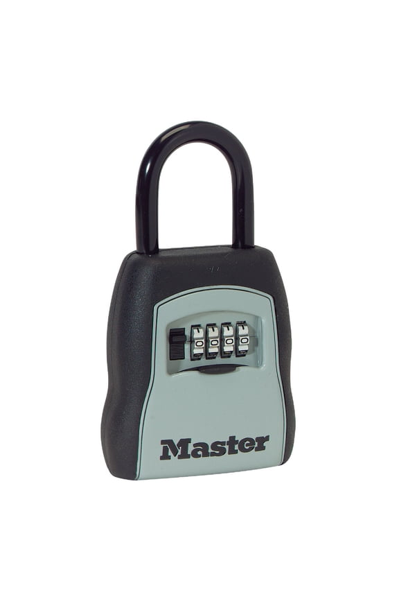 Lock Key Lock Box for House Keys  Outdoor Portable Combination Lockbox with Resettable 4 Digit Code, Weather Resistant Durable Metal Body, Holds 5 Keys, 5400EC Black