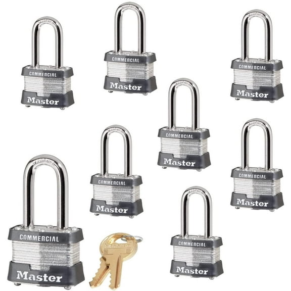 Master Lock Keyed Alike Padlock 3NKALF-8 - BumpStop Technology - 8 Pack