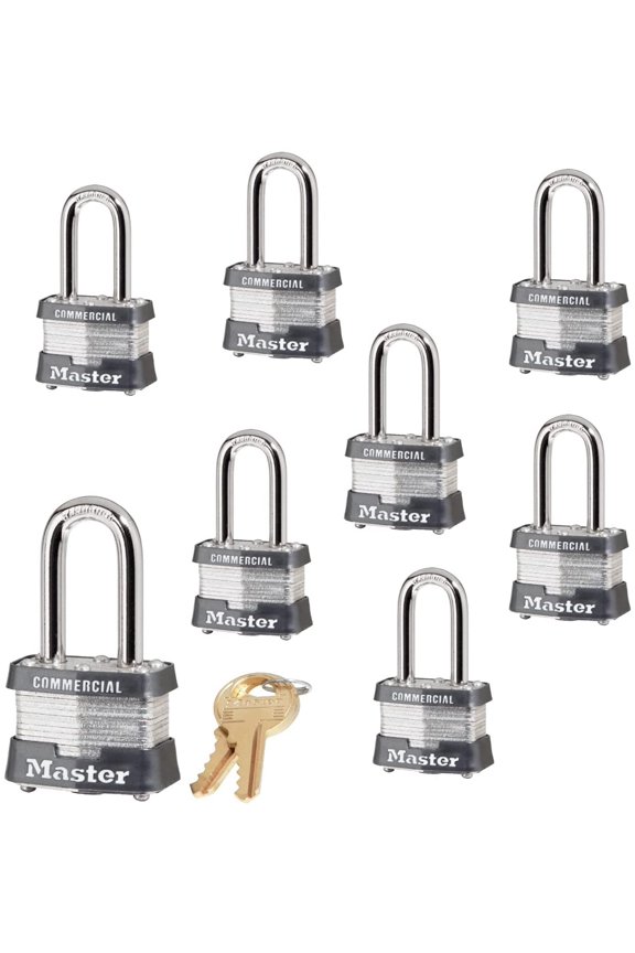 Lock Keyed Alike Padlock 3NKALF-8 - BumpStop Technology - 8 Pack