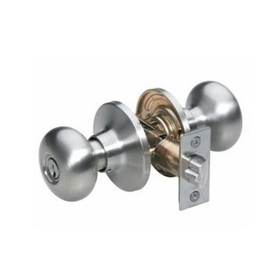 Master Lock Keyed Entry Satin Nickel Biscuit Doorknob