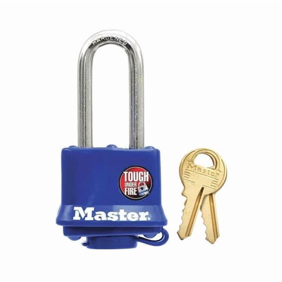 Padlock, Keyed Alike, Long Shackle, Rectangular Steel Body, Steel Shackle, 1/2 in W