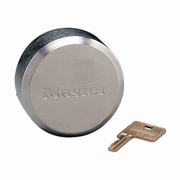 Padlock, Keyed Different, Hidden Shackle, Round Zinc Body, Boron Shackle, 1 23/32 in W