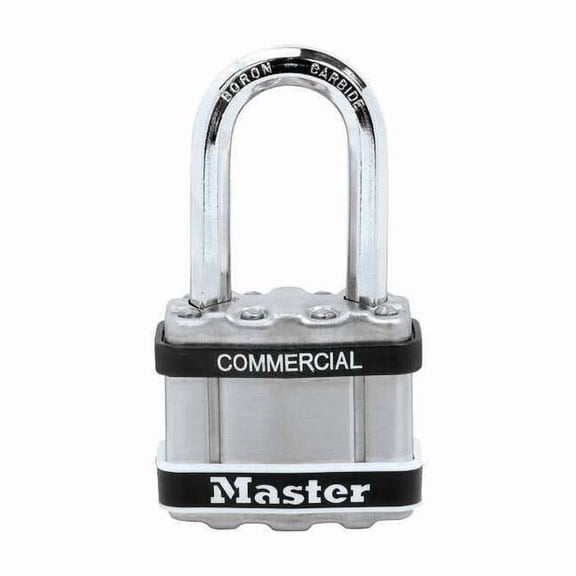 Padlock, Keyed Different, Long Shackle, Square Stainless Steel Body, Boron Shackle, 13/16 in W