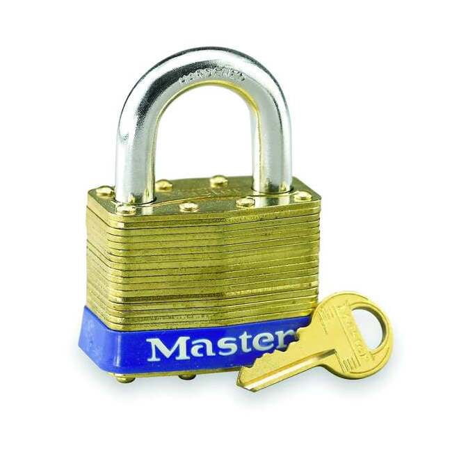 Master Lock Keyed Padlock, 15/16 in,Rectangle,Gold 6