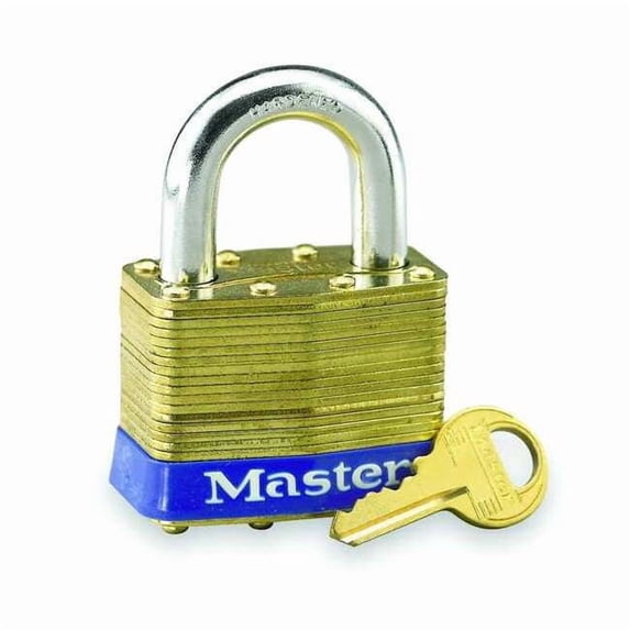 Master Lock Keyed Padlock, 15/16 in,Rectangle,Gold 6