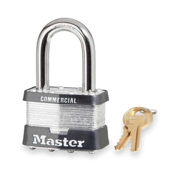 Master Lock Keyed Padlock, 15/16 in,Rectangle,Silver 5KALF