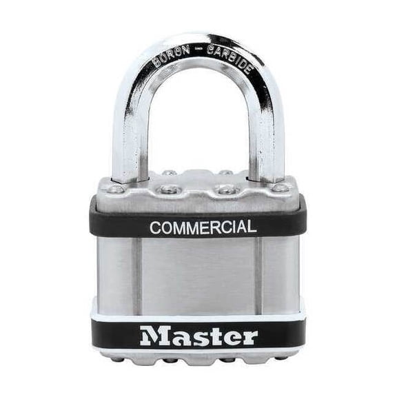 Padlock, Keyed Different, Standard Shackle, Square Stainless Steel Body, Boron Shackle, 15/16 in W