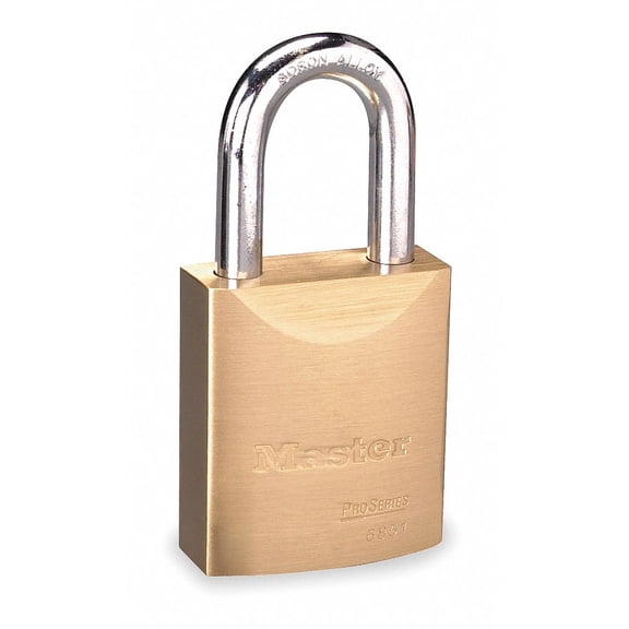 Master Lock Keyed Padlock, Open Shackle Type, 1-1/2" Shackle Height, Brass