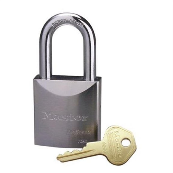Padlock, Keyed Different, Long Shackle, Rectangular Steel Body, Boron Shackle, 29/32 in W