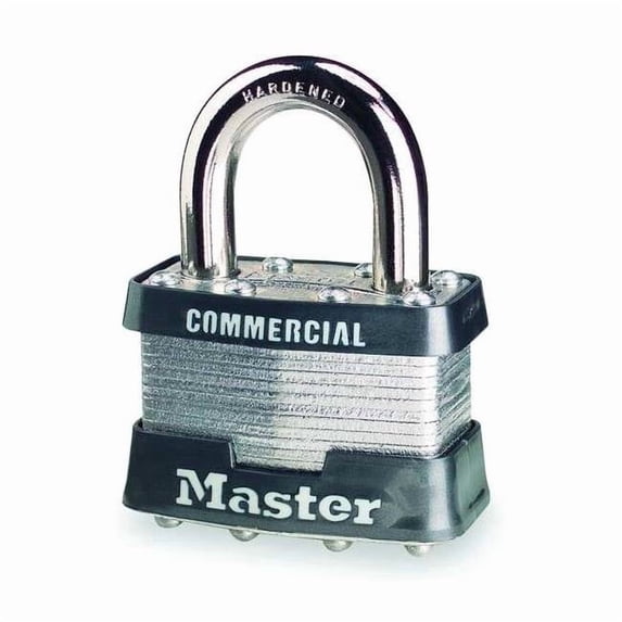 Master Lock Keyed Padlock, 3/4 in,Rectangle,Silver 1KA