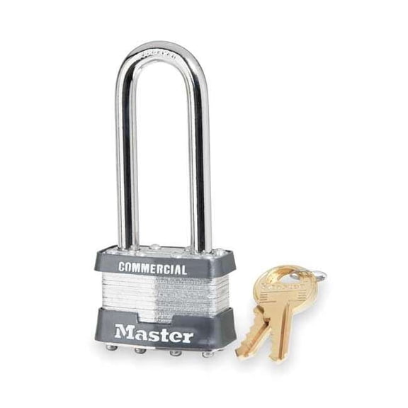 Padlock, Keyed Alike, Long Shackle, Rectangular Steel Body, Steel Shackle, 3/4 in W