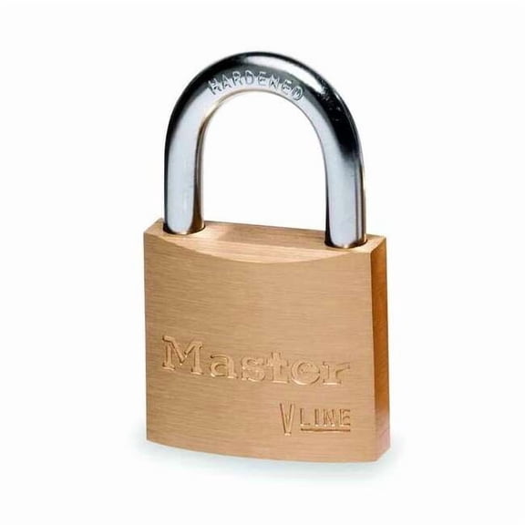 Padlock, Keyed Alike, Standard Shackle, Rectangular Brass Body, Steel Shackle, 13/16 in W