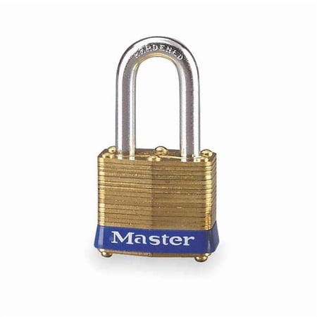 Padlock, Keyed Alike, Long Shackle, Rectangular Brass Body, Steel Shackle, 5/8 in W