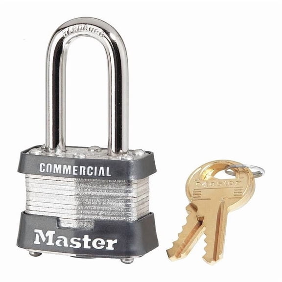Padlock, Keyed Alike, Long Shackle, Rectangular Steel Body, Steel Shackle, 5/8 in W