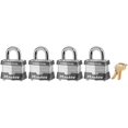 thumbnail image 1 of Master Lock Keyed Padlock, 5/8 in,Rectangle,Slvr,PK4 3QCOM, 1 of 1