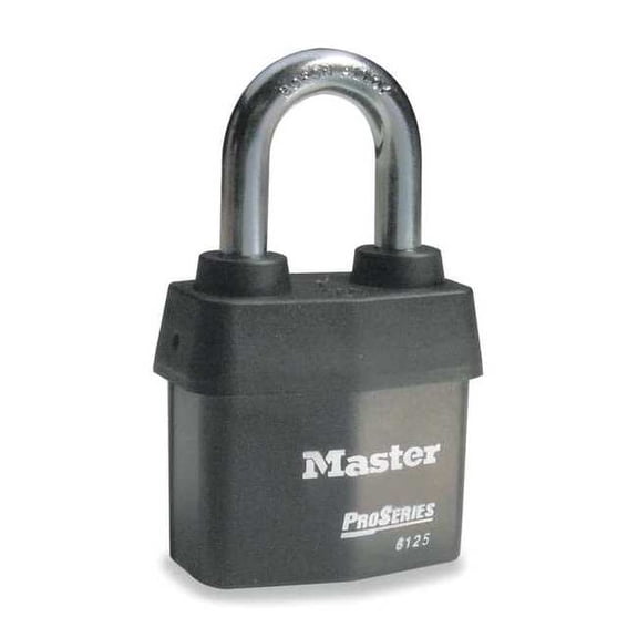 Master Lock Keyed Padlock, 7/8 in,Rectangle,Black 6125NKA